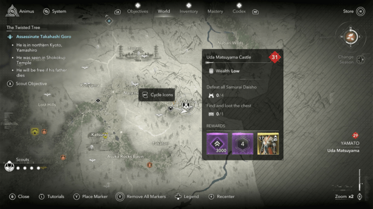 AC Shadows Legendary Onna-musha Kosode Location in Yamato