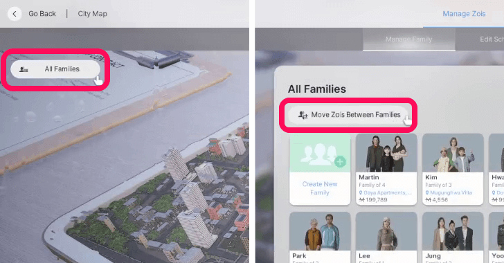 InZOI - Move Zois Between Families Button