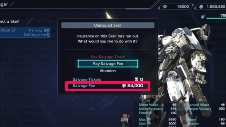 Xenoblade Chronicles X Skell Salvage Fee