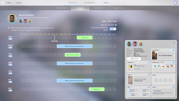 InZOI - Manage Job Schedule