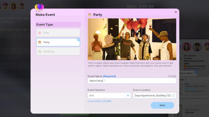 Fill in Event Details