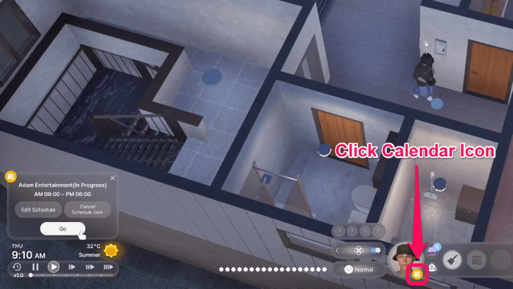 InZOI - Click Calendar Icon to Go to Work