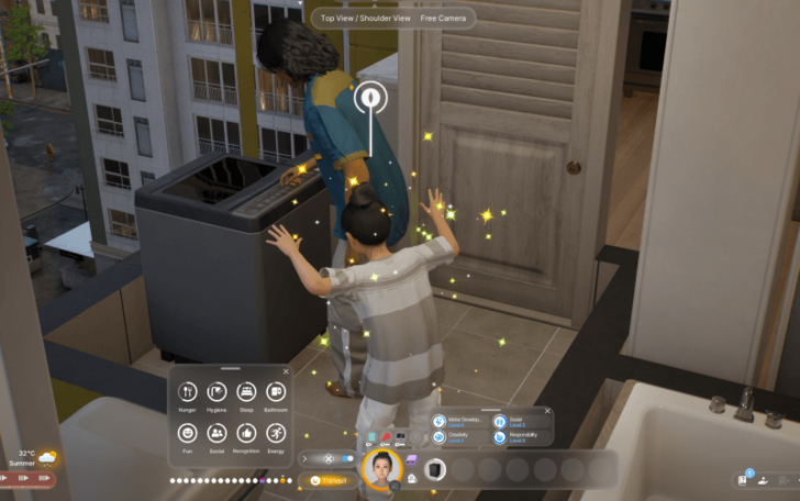 Child Getting Laundry Done