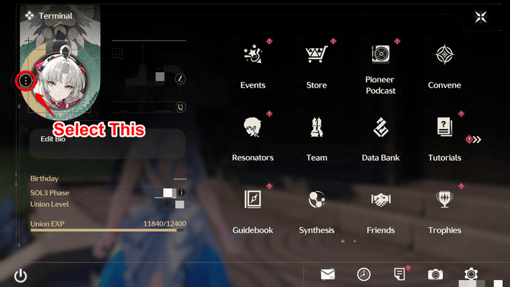Wuthering Waves How to Change and Equip Avatar Step 1
