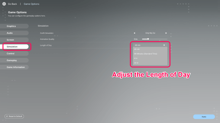 InZOI - Adjust the Length of Day