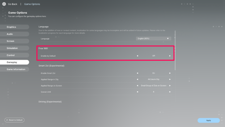 Free Will in Options