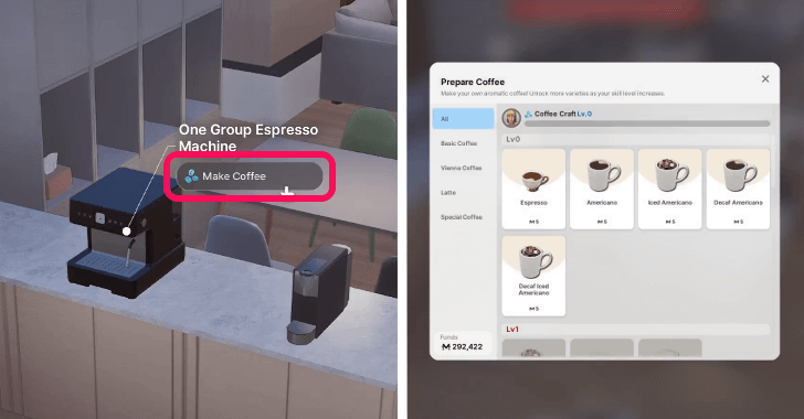 InZOI - Interact with Espresso Machine to Make Coffee