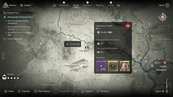 AC Shadows Hidden Servant Kosode Location in Tamba