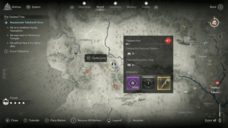 AC Shadows Tremor Strike Location in Tamba