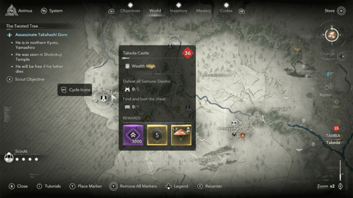 AC Shadows Hidden Servant Hat Location in Tamba