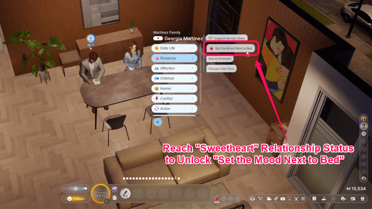 InZOI Reach Sweetheart Relationship Status