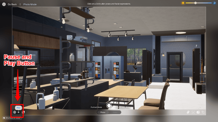 Pause and Play Button in Photo Mode