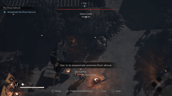 Assassinate the Onryo Samurai with a grappling hook