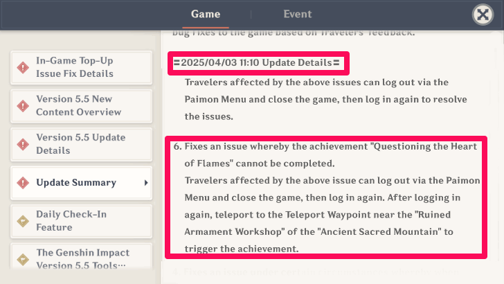 Questioning the Heart of Flames Achievement Bug Issue Fixed