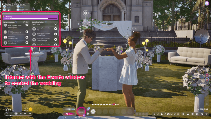 InZOI Wedding Events Window