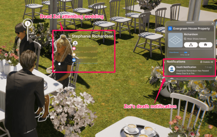 Dead Zoi attending Wedding