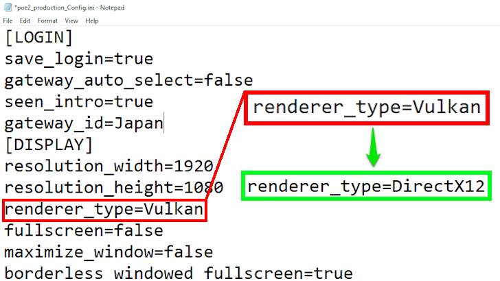 Path of Exile 2 - Change Renderer Type to DirectX12