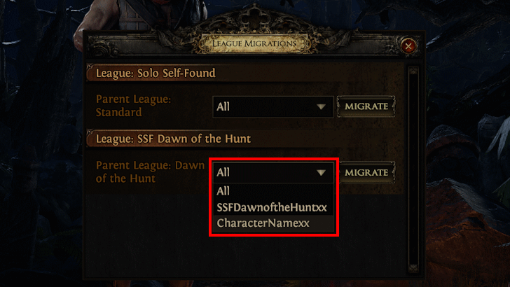 Path of Exile 2 - Select a Character to Migrate