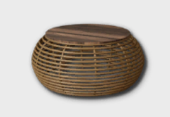 Wood Rattan Low Table