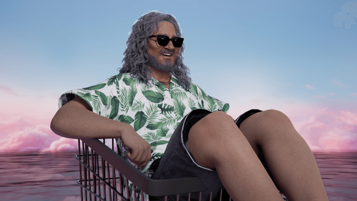 Old Man in a Laundry Cart