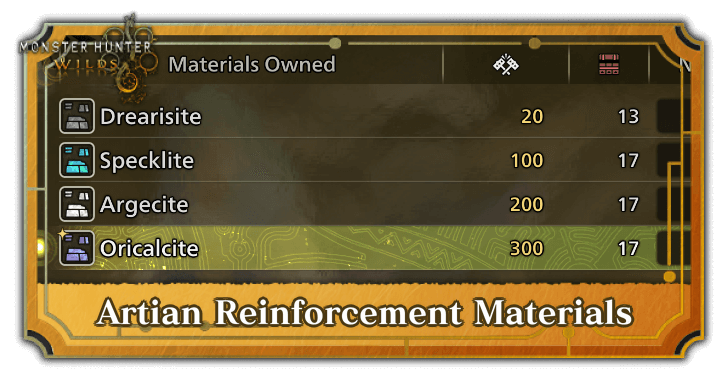 Monster Hunter Wilds - Artian Reinforcement Materials