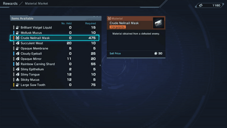 Xenoblade Chronicles X Crude Neilnail Mask in Material Market