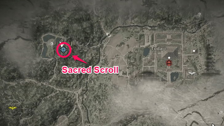 Retrieve the Sacred Scroll Map Location
