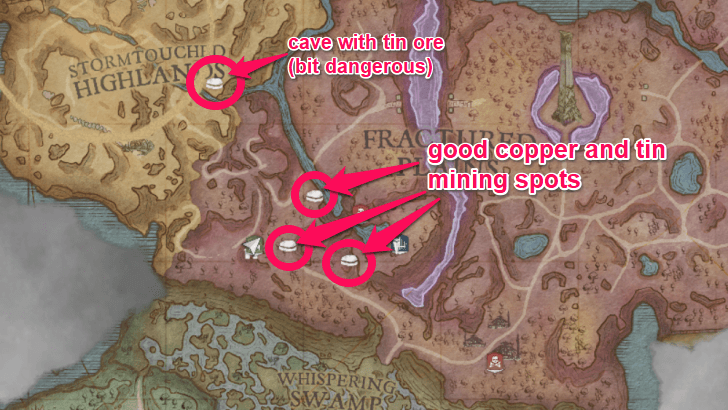 RuneScape Dragonwilds Copper Tin Map