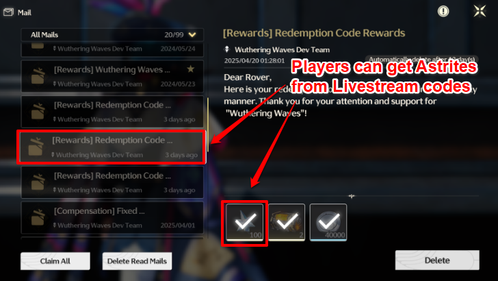 Redemption Code Rewards