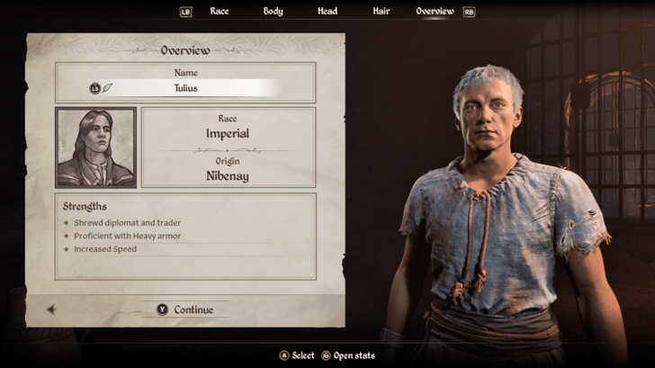 Character Overview Menu