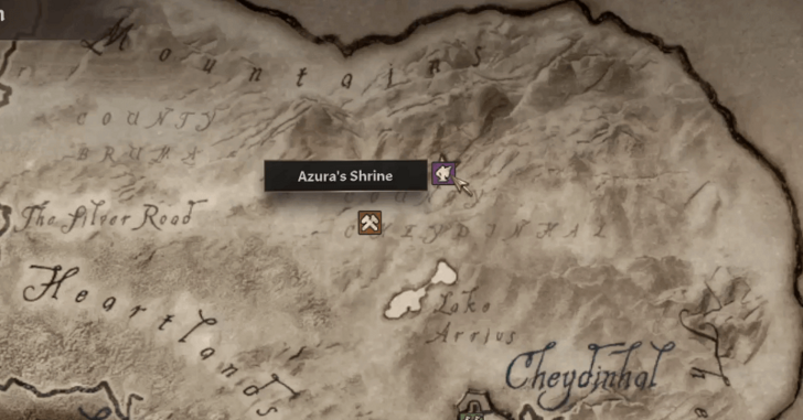 Azura Daedric Quest Starting Location Map