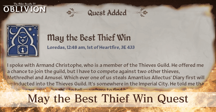 The Elder Scrolls IV Oblivion - May the Best Thief Win Quest