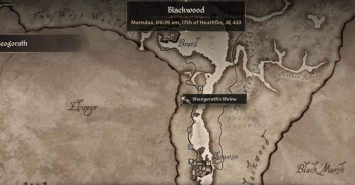 Sheogorath Daedric Quest Starting Location Map