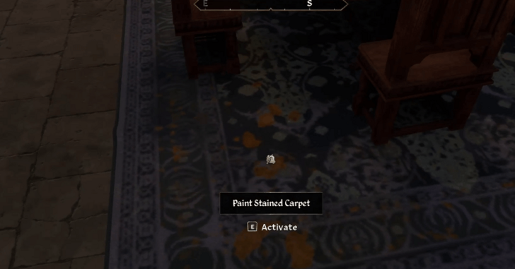 8.1 Paint Stained Carpet in the dining are of the Great Hall