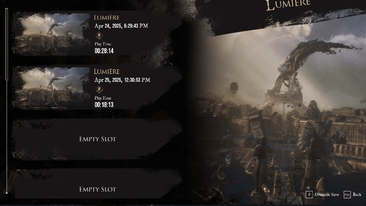 Continue Existing Game Slot