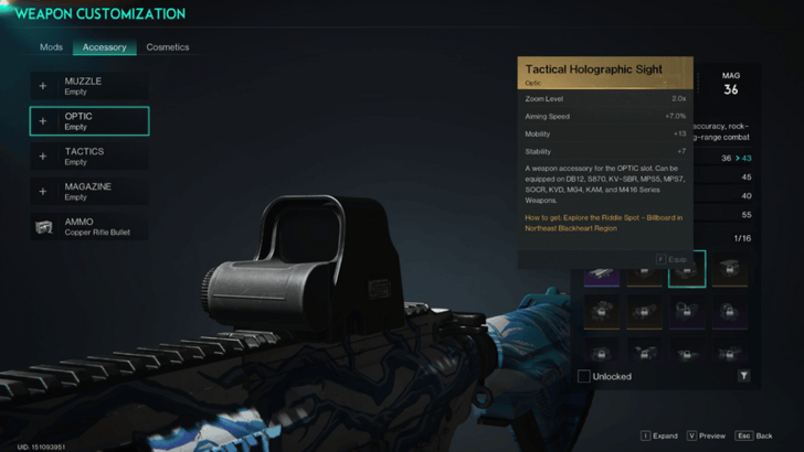 Once Human -Tactical Holographic Sight