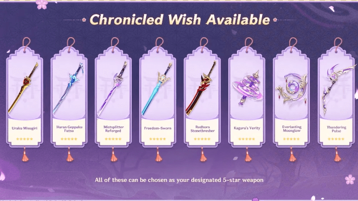 Genshin - 5.6 Chronicled Wish Banner - Weapons