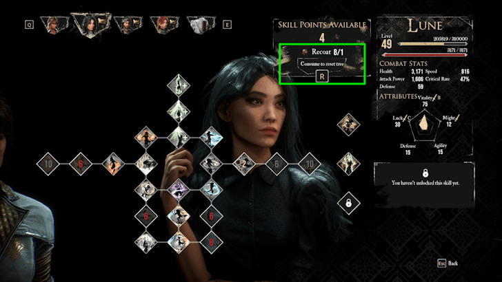 Use Recoat to Redistribute Skill Points