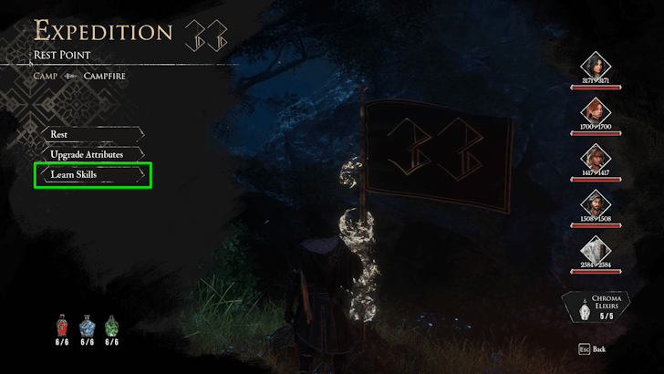 Unlock Skills at Rest Points