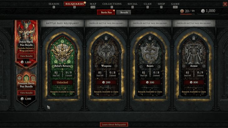 Regular and Premium Reliquary