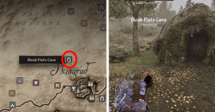 Oblivion Skingrad Bleak Flats Cave Loc