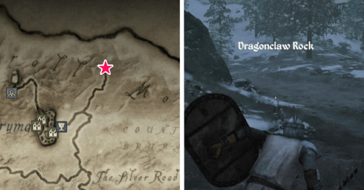 TES IV Oblivion Dragonclaw Rock Map Location