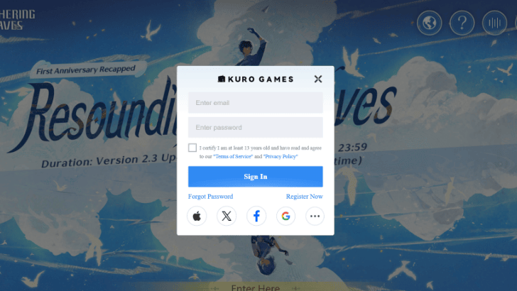 Wuthering Waves Resounding Waves Enter Account Details