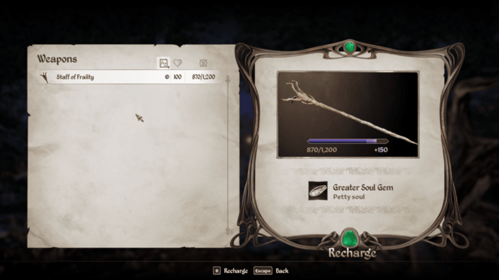 Use Soul Gems to Recharge Enchanted Weapons