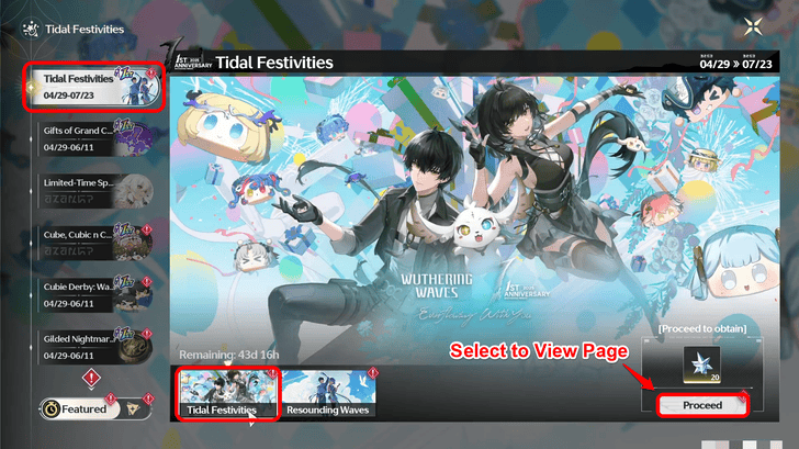 Wuthering Waves Tidal Festivities Open the External Link