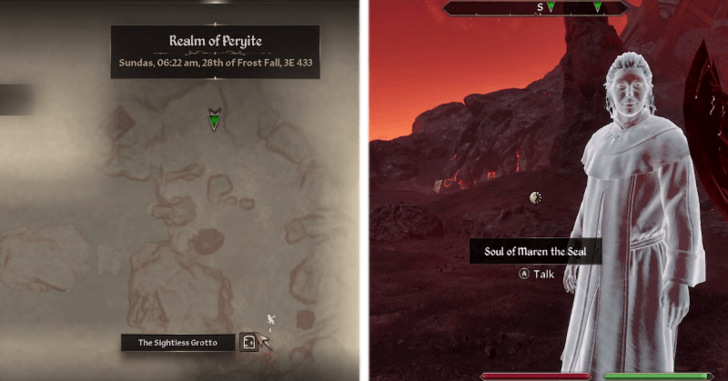 8. The Soul of Maren the Seal in front of an entrance of The Sightless Grotto.png