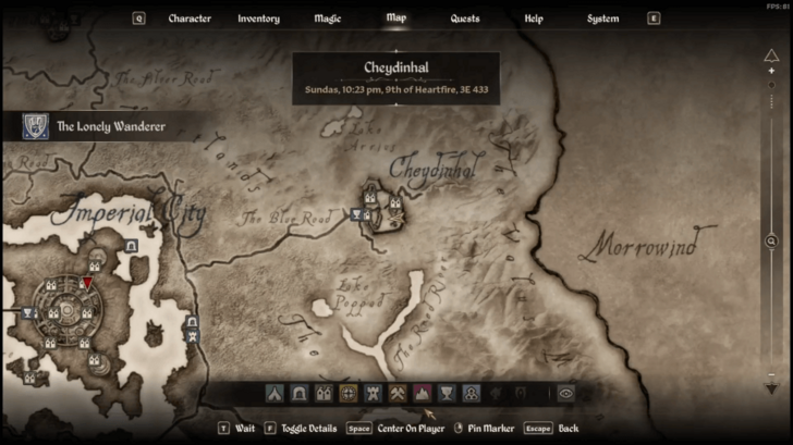 The Lonely Wanderer Starting Location Map