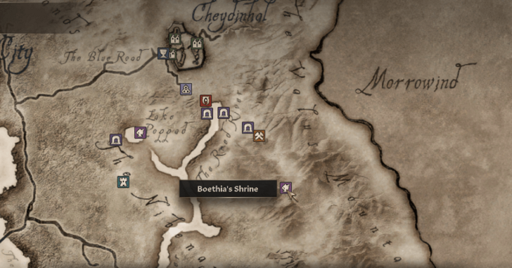 Boethia Daedric Quest Starting Location Map