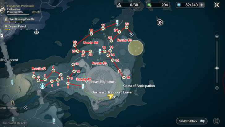 Eternal Radiance Farming Route - Fagaceae Peninsula