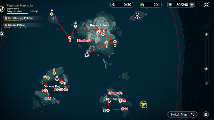 Eternal Radiance Farming Route - North Riccioli Islands